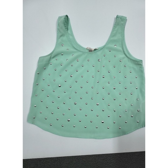 Forever 21 Studded Tank Top Sleeveless Casual Cute Green Size M - Picture 6 of 8